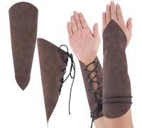 CALFOVERA 2Pcs Viking Armor Guards Olive Green Faux Suede Medieval Renaissance Soft Adjustable Unisex Costume Arm Cuff Wristband Guard Bracers for Cosplay Halloween Party Accessories Men Women