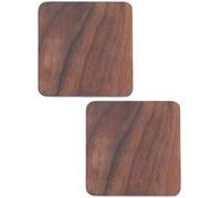 CALFOVERA 2PCS Walnut Wood Coasters for Drinks 6cm Small Black Cup Holders Square Wooden Coasters Japanese Style Tabletop Protection Heat Resistant Wood Coffee Cup Drink Mats Cushions for Home