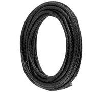 CALFOVERA 3.35M Round Genuine Leather String Cord for Jewelry Making 5MM Black Braided Real Leather Bolo Tie Rope String Lace Cording for Crafting Necklace Bracelets Braiding Beading DIY Projects
