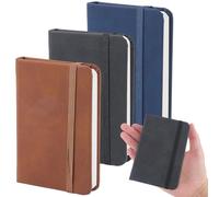 CALFOVERA 3 Colors 80 Sheets Mini PU Leather Traveler Journal Notebook 3PCS 11.2 x 7.6cm Leather Hardcover Notebook Small Pocket Writing Notepad Tiny Lined Daily Planner for Office School Note Taking