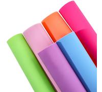 CALFOVERA 33 x 20cm 6PCS 6 Colors Colorful Jelly PU Leather Sheets Fabric Candy Color Transluscent Vinyl Leather Roll Fluorescent Neon Solid Colored Leatherette Fabric for DIY Craft Sewing Wallet