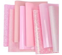 CALFOVERA 33 x 20cm 8 Colors Pink Series Synthetic Vinyl Fabric Solid Color PU Leather Sheets 8 Styles Faux Leather Rolls Set Soft Waterproof Leatherette for DIY Crafts Making Sewing Decorations