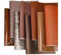 CALFOVERA 33 x 20cm 8 Styles Faux Leather Rolls Set 8 Colors Brown Series PU Leather Sheets Soft Solid Color Waterproof Synthetic Vinyl Fabric Leatherette for DIY Crafts Making Sewing Decorations