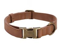 CALFOVERA 34 to 50CM Quick Release Dog Collar PU Leather Rolled Heavy Duty Puppy Collar with Rust Proof Buckle Adjustable Durable Pet Choker for Small Medium Large Dog (Brown M)