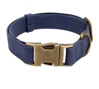 CALFOVERA 38 to 58CM Adjustable Heavy Duty Dog Collar with Quick Release Buckle PU Leather Rolled Durable Puppy Collar Rust Proof Pet Choker for Small Medium Large Dog (Blue L)