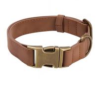 CALFOVERA 38 to 58CM Durable Quick Release Dog Collar PU Leather Adjustable Heavy Duty Pet Choker Rolled Rust Proof Buckle Puppy Collar for Small Medium Large Dog (Brown L)