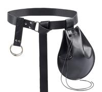 CALFOVERA 3PCS Medieval PU Leather Belt Pouch Set Renaissance Black Leather Waistband with Waist Bag Skirt Hike Vintage Middle Ages Viking Pirate Side Pack Coin Dice Purse for Ren Faire Halloween