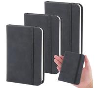 CALFOVERA 3PCS Mini PU Leather Pocket Notebook 11.2 x 7.6cm Small Black Leather Hardcover Notebook 80 Sheets Traveler Writing Notepad Tiny Lined Journal Daily Planner for Office School Note Taking