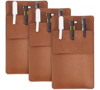 CALFOVERA 3PCS Pocket Protector Multipurpose Heavy Duty Pencil Pouch Holder Durable Tool Organizer PU Leather Pen Pocket Protector for Pointers Shirt Lab Coats Backpacks (Camel)