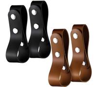 CALFOVERA 4PCS 2 Colors PU Leather Whip Holster Handmade Belt Lasso Rope Whips Holder Adjustable Medieval Bullwhip Loop for Men Halloween Cosplay Costumes Horse Riding Pastoral Tools Accessories