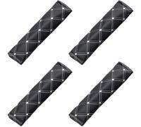 CALFOVERA 4PCS 25.2 x 5.7CM Plaid Seatbelt Shoulder Cushion Protector PU Leather Car Seat Belt Cover Pads Auto Seat Strap Neck Harness Pad for Car Interior Backpack(Black White)