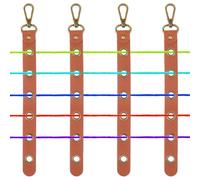 CALFOVERA 4PCS 6 Holes PU Leather Yarn Organizer Leather Crochet Yarn Tender Wool Splitting Accessories with Alloy Clasps Wool Divider Splitter for Crocheting On The Go Knitting Project(Brown)