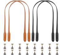 CALFOVERA 4PCS 72cm PU Leather Sew On Bag Straps for Purse 2 Colors Handbag Handles Replacement Shoulder Underarm Bag Wraps Mount Belt Band with Rivets for Women DIY Crafts Crochet Wallet Making