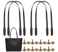 CALFOVERA 4PCS Handbag Shoulder Strap Replacement with Rivets 72cm PU Leather Purse Handles Sew On Underarm Bag Wraps Mount Straps Belt Band for Women DIY Crafts Crochet Bag Wallet Making(Black)