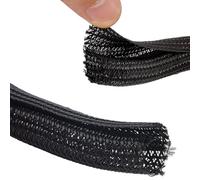 CALFOVERA 5m x 13mm Expandable PET Braided Sleeving Tubing Cable Protector Sheath Flexible Wire Mesh Sleeve Loom Black Wiring Harness Cord Wrap Cover Organizer for Audio Video Cord