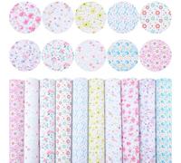 CALFOVERA 5PCS 32.5 x 19.7cm Floral PU Leather Sheets Blossom Synthetic Vinyl Leather Roll Waterproof Flower Pattern Leatherette Fabric for DIY Crafts Bow Earring Making Sewing Decorations