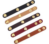 CALFOVERA 5PCS 5 Colors Genuine Leather Non Slip Lock 2 Side Grip Connection Fasteners Dual Tote Bag Top Handle Keeper with Snap Buttons Leather Clasp Clips for Shoulder Strap Handbag Purse Wallet