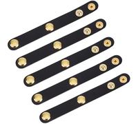 CALFOVERA 5PCS Dual Genuine Leather Tote Bag Top Handle Keeper with Snap Buttons Non Slip Lock 2 Side Grip Connection Fasteners Leather Clasp Clips for Shoulder Strap Handbag Purse Wallet(Black)