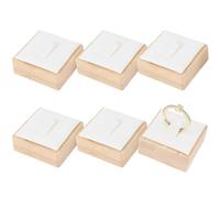 CALFOVERA 6PCS Bamboo PU Leather Rings Display Stand for Selling Velvet Jewelry Ring Holder Organizer Leather Jewelry Storage Tray for Boutique Store Trade Show Countertop Bearer(White)