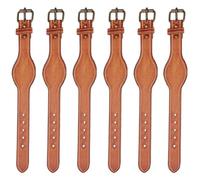 CALFOVERA 6PCS Cowhide Saddle Stirrup Hobbles Fender Replacement Straps | 10.43 Inch Adjustable Western Strap Brown Genuine Leather Heavy Weighted Harness Buckle Closure for Horse