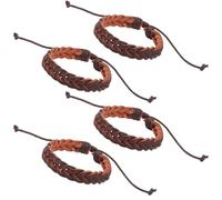 CALFOVERA 6PCS Punk Braided Leather Bracelets for Men Adjustable Rustic Wristband Brown Vintage Cuff Wrap Woven Rope Bracelet Wristband for Men Women Daily Wear Costume Party Gift