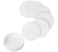 CALFOVERA 6PCS White PU Leather Cup Holders 10cm Leather Round Drink Coasters Spill Protection Table Mats Handmade Non Slip Thermal Insulation Pads with Base for Glass Coffee Cup Mug Home Bar