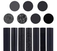 CALFOVERA 7 Pack 33 x 20cm Glitter Mixed Chunky PU Leather Sheets for Bow Earring 7 Styles Metallic Solid Shiny Vinyl Fabric Roll Black Series Faux Leather Leatherette for DIY Crafts Making