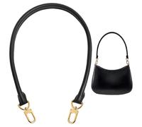 CALFOVERA 72cm Bag Genuine Vachetta Leather Shoulder Short Strap Replacement Cowhide Handbag Handle Purse Rolled Strap Tote Bag Belt with Golden Alloy Clasps for Women Lucky Speedy(Black)