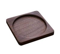 CALFOVERA 8.8cm Heat Resistant Wooden Coaster Square Japanese Style Walnut Grooved Coffee Cup Holder Tabletop Protection Drinking Mat Cushion Thermal Insulation Pad Saucers for Bar Beverages Glasses