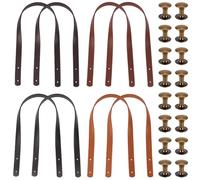CALFOVERA 8PCS 4 Colors PU Leather Handbag Handles with Rivets 60cm Band Mount Strap Belt Quilted Purse Strap Replacement Sew On Shouler Underarm Tote Bag Handles for DIY Crochet Bag Making