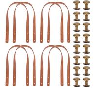 CALFOVERA 8PCS 60cm Quilted PU Leather Handbag Handle Replacement Purse Belt Band Mount Strap Sew On Shouler Underarm Tote Bag Handles with Rivets for Women DIY Bag Making Repairing(Brown)