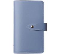 CALFOVERA 96 Slots PU Leather Professional Business Card Holder Book Case Organizer Name Credit Cards Storage Folder Binder Clear Sleeves Wallet Booklet for Office Meetings Networking(Blue)