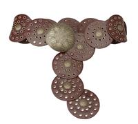 CALFOVERA 97.4 x 9CM Western Hollow Disc Belt Wide Vintage PU Leather Wasitband with Metal Buckle Boho Cowgirl Chunky Waist Belts for Women Jeans Dress Skirt (Brown)