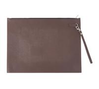 CALFOVERA A4 PU Leather Document Folder Zipper Pocket Dark Brown Thin File Holder Waterproof Portfolio Filing Oragnizer Bag Case with Removable Hand Strap for Receipt Contract Stationery Tablet
