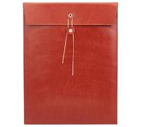 CALFOVERA A4 PU Leather File Holder Chocolate Thin Document Folder Waterproof Portfolio Filing Envelope Oragnizer Pocket Bag Case with String Tie for Receipt Contract Stationery Tablet