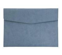 CALFOVERA A4 PU Leather File Holder Document Envelope Folder with Snap Closure Blue Waterproof Portfolio File Oragnizer Pocket Storage Case for Receipt Contract Stationery Tablet, Business