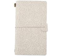CALFOVERA A6 3D PU Leather Lace Textured Journal Notebook for Women Flower Embossed Carving Refillable Writing Notebooks with 3 Style Paper Inside 96 Page Pamphlet Daily Planner Bound Sketchbook