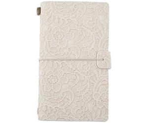CALFOVERA A6 3D PU Leather Lace Textured Journal Notebook for Women Flower Embossed Carving Refillable Writing Notebooks with 3 Style Paper Inside 96 Page Pamphlet Daily Planner Bound Sketchbook