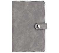 CALFOVERA A6 PU Leather Binder Cover with Divider Pocket Refillable Soft Cover Leather Travel Journal Notebook Protector Folder 6 Ring Loose Leaf Planner Binder for Meeting Filler Paper Cash(Gray)
