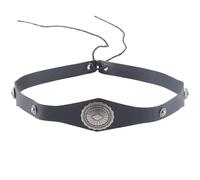 CALFOVERA Adjustable Vintage PU Leather Heamband Headpiece Medieval Retro Headpiece Renaissance Viking Leather Head Hair Band Headdress Helmet for Cosplay Halloween Costume Accessories(Black)