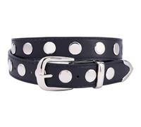 CALFOVERA Black PU Leather Y2K Studded Belt for Women Adjustable Stylish Goth Leather Rivet Waistband Punk Rock Fashion Waist Belt with Silver Alloy Pin Buckle for Men Biker Jeans Dresses