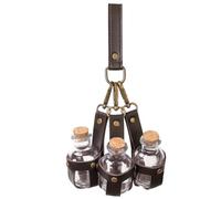 CALFOVERA Cork Potion Bottles Cosplay Accessories Medieval PU Leather Belt Loop Witch Props Magic Vial Renaissance Historical Potion Holder Stempunk Costume Sets for Fantasy Role Playing(Dark Brown)