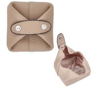 CALFOVERA Cowhide Leather Coin Pouch Vintage Handmade Mini Snap Wallet Durable Compact Coin Purse Classic Retro Genuine Leather Change Holder Wallet for Men Women Money Organizer (Tan)