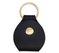 CALFOVERA Genuine Leather Guitar Pick Holder Keychain Black Cowhide Plectrums Bag Portable Rustic Crazy Horse Leather Base Picks Storage Case Key Fob Keyring Organizer with Snap Button for Musician