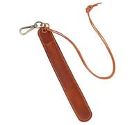 CALFOVERA Genuine Leather Pen Case Holder Dark Brown Neck Hanging Pencil Storage Pouch for Single Portable Crazy Horse Leather Lanyard Fountain Pen Protective Sleeve Cover with Clasp for Travel Office