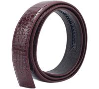 CALFOVERA Genuine Leather Ratchet Belt Strap Vintage Crocodile Embossed Cowhide Replacement Strap 3.5cm Wide Dark Red Full Grain Leather Wasitband Waist Belt Without Buckle for Men Women