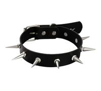 CALFOVERA Gothic Rivet Spike Studded Collar Choker Black PU Leather Short Circle Necklace Adjustable Wide Punk Rock Biker Strap Leather Collar Chain with Clasp for Costume Jewelry Halloween Party Gift
