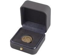 CALFOVERA Gray Leather Commemorative Medals Badges Holder Square Coin Display Case 30mm PU Leather Challenge Coin Presentation Display Box with Black Velvet for Silver Dollar Collectors