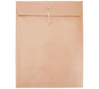 CALFOVERA Light Brown PU Leather Document Folder A4 File Holder with String Tie Waterproof Leather Portfolio Filing Envelope Oragnizer Pocket Bag Case for Receipt Contract Stationery Tablet