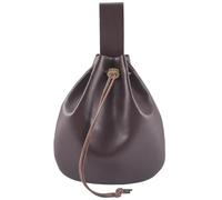 CALFOVERA Medieval PU Leather Belt Pouch Portable Drawstring Purse Renaissance Leather Waist Bag Retro Viking Pirate Side Pack Vintage Nordic Coin Dice Bag for Ren Faire Halloween(Dark Brown)